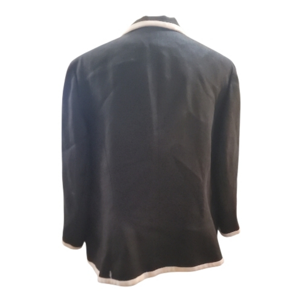 Lauren Ralph Lauren black white linen blazer suit jacket coat 14w - Picture 7 of 8